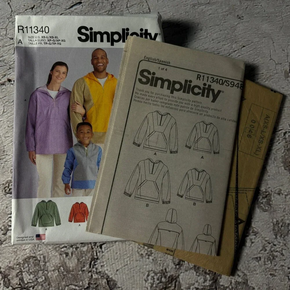 Simplicity Pattern R11340 Unisex Pullover for Men, Women, and Children